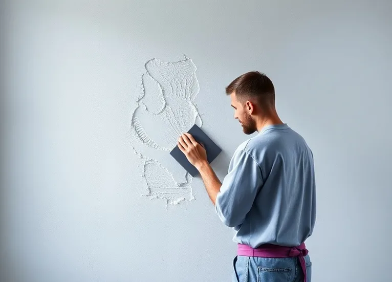 Application d'un enduit décoratif à la lisseuse sur un mur